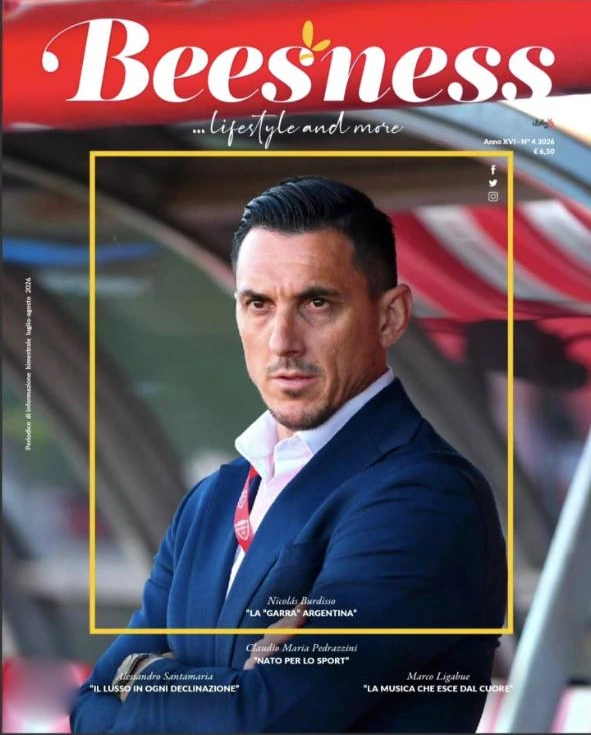 Nicolás Burdisso sulla copertina di Beesness luglio agosto 2026