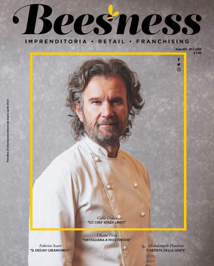 Carlo Cracco sulla copertina di Beesness marzo aprile 2024