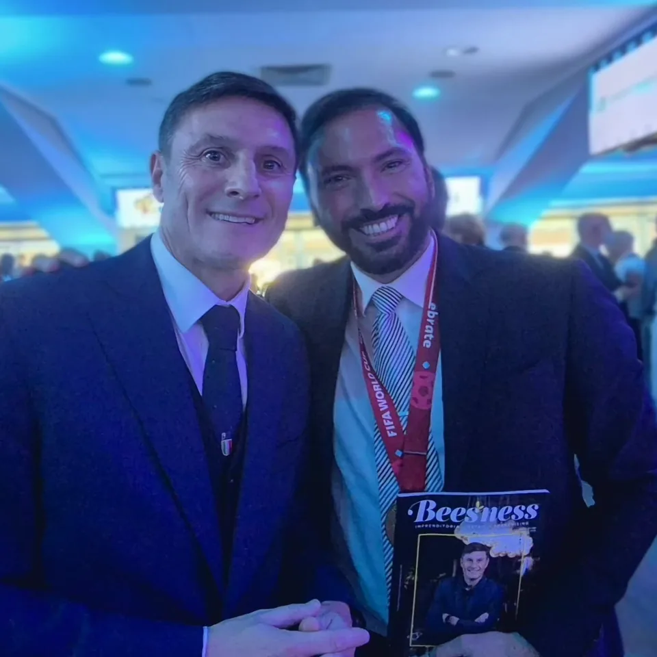 Christian Gaston Illan con Javier Zanetti e Beesness Magazine